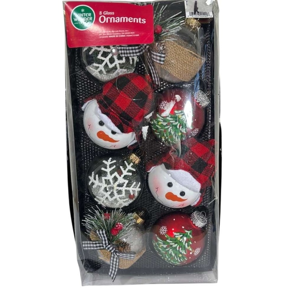Winter‎ Wonder Lane Holiday Christmas Ornaments, Snowman  (8) NEW Open Box